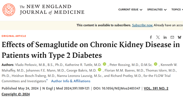 Patients treated with Ozempic (semaglutide) were significantly less likely to develop kidney failure, sudden decline in kidney function or death